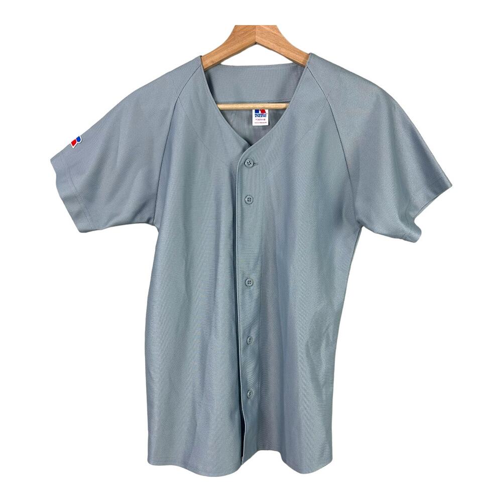 Russell Athletic Baseball Jersey Gray Youth M Medium Blank Unbranded
